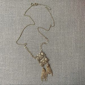 Anthropologie Gold Pendant Tassel Necklace